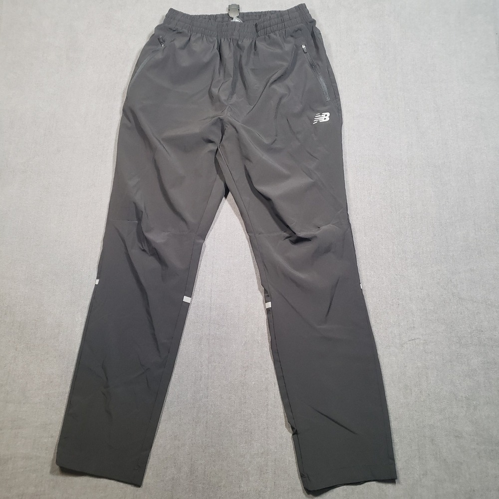 New Balance Track Pants Mens M Black Reflective Running Training Athletic